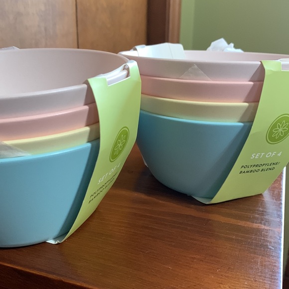 NATURALLY, DANNY SEO - TWO, SET OF 4 POLYPROPYLENE/BAMBOO BLEND BOWLS 🆕 - Picture 3 of 7